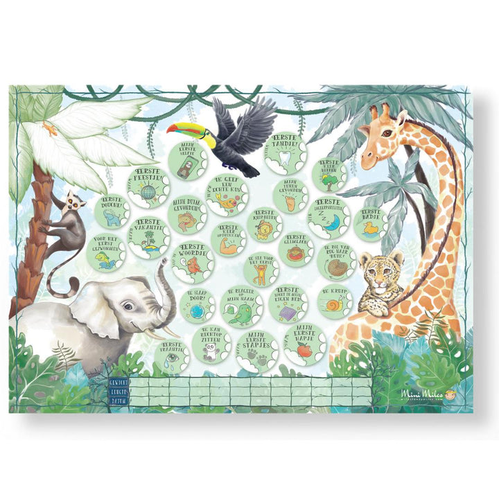 Collectie Milestone Krasposter Jungle Green zonder gouden laag Kraamcadeau 2020