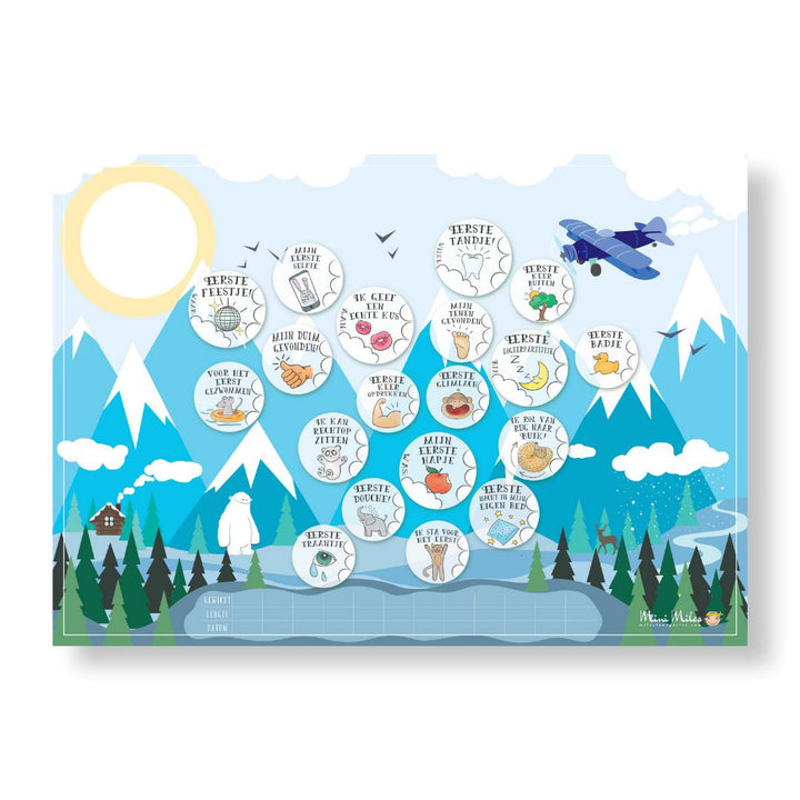 Mini Milestoneposter Mountain Blue